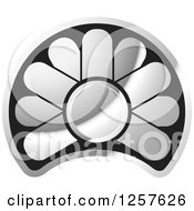 Poster, Art Print Of Black And Silver Abstract Flower Button Logo