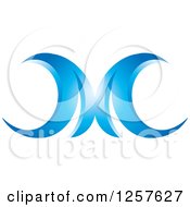 Clipart Of A Blue Abstract Logo Resembling The Letter M Royalty Free Vector Illustration