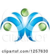 Poster, Art Print Of Abstract Blue Wave And Green Orb Logo