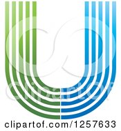 Clipart Of A Green And Blue Lined Letter U Royalty Free Vector Illustration