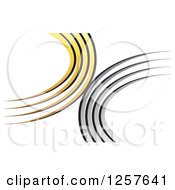 Clipart Of A Yellow And Silver Swoosh Logo Royalty Free Vector Illustration