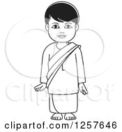 Black And White Standing Sinhala Boy At Temple
