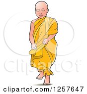 Clipart Of A Buddhist Monk Royalty Free Vector Illustration