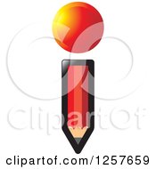 Clipart Of A Red Pencil And Orb Royalty Free Vector Illustration