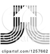 Clipart Of Curves Of Black And Gray With An Arrow Royalty Free Vector Illustration