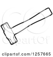 Clipart Of A Black And White Hammer Royalty Free Vector Illustration by Lal Perera