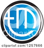 Clipart Of A Round Black White And Blue Trademark Icon Royalty Free Vector Illustration