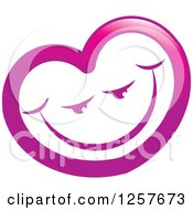 Clipart Of A Happy Grinning Pink Heart Royalty Free Vector Illustration