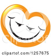 Clipart Of A Happy Grinning Orange Heart Royalty Free Vector Illustration