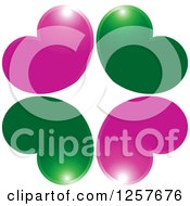 Clipart Of A Group Of Pink And Green Hearts Royalty Free Vector Illustration