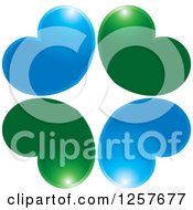 Clipart Of A Group Of Blue And Green Hearts Royalty Free Vector Illustration