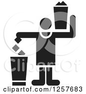 Clipart Of A Black And White Person Throwing Away Trash Icon Royalty Free Vector Illustration by Lal Perera