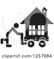 Black And White Person Moving A House Icon