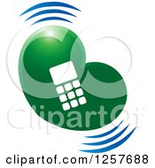 Clipart Of A Green Heart With A Cell Phone Royalty Free Vector Illustration by Lal Perera