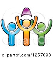Poster, Art Print Of Colorful Diverse Team Of People Cheering