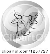Clipart Of A Black Bull In A Silver Circle Royalty Free Vector Illustration