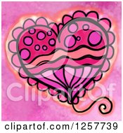 Clipart Of A Pink Doodled Heart Balloon Royalty Free Illustration