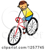 Brunette White Stick Boy Riding A Bike