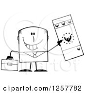 Poster, Art Print Of Black And White Happy Businessman Holding Up A Giant Duro Bill