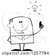 Poster, Art Print Of Black And White Stick Businessman With A Bright Idea