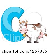 Poster, Art Print Of Happy Cow Over Letter C