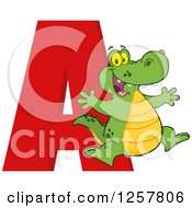 Poster, Art Print Of Happy Alligator Jumping Over Letter A