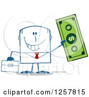 Poster, Art Print Of Happy Businessman Holding Up A Giant Dollar Bill