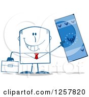 Poster, Art Print Of Happy Businessman Holding Up A Giant Duro Bill