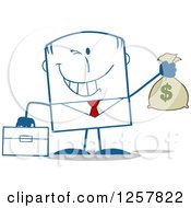Poster, Art Print Of Wealthy Businessman Winking And Holding A Money Bag