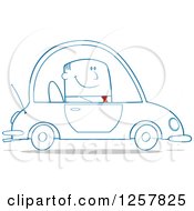 Poster, Art Print Of Happy Business Man Commuting To Work In A Blue Car