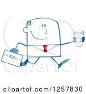 Poster, Art Print Of Happy Businessman Running With A To Go Coffee