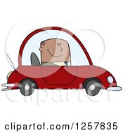 Poster, Art Print Of Happy Black Business Man Commuting To Work In A Red Car