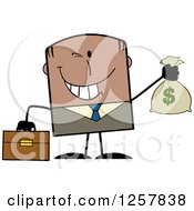 Wealthy Black Businessman Winking And Holding A Money Bag