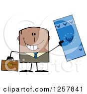 Poster, Art Print Of Happy Black Businessman Holding Up A Giant Duro Bill