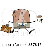 Poster, Art Print Of Happy Black Businessman Running With A To Go Coffee