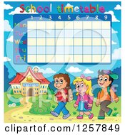 Poster, Art Print Of School Timetable With Walking Children