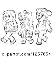 Poster, Art Print Of Three Black And White Happy School Children Walking