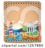 Poster, Art Print Of The Acropolis Of Athens With A Lighthouse In Greece On Aged Parchment