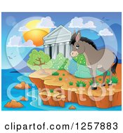 Poster, Art Print Of The Acropolis Of Athens With A Donkey In Greece