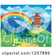 Poster, Art Print Of Rainbow Ending At An Old Windmill