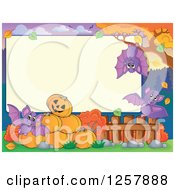 Clipart Of A Halloween Sign Pumkins And Bats Royalty Free Vector Illustration