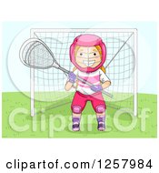 Poster, Art Print Of Happy Blond White Lacrosse Girl Goalie