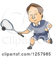 Brunette White Man Playing Squash