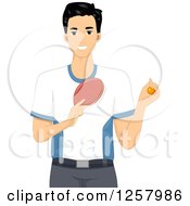 Poster, Art Print Of Young Man Holding A Ping Pong Ball And Table Tennis Paddle