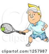 Poster, Art Print Of Blond White Man Playing Tennis