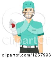 Clipart Of A Young Wicket Keeper Man Royalty Free Vector Illustration