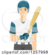 Clipart Of A Young White Man Holding A Baseball Bat Royalty Free Vector Illustration