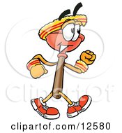Clipart Picture Of A Sink Plunger Mascot Cartoon Character Speed Walking Or Jogging by Toons4Biz