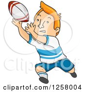 Poster, Art Print Of Red Haired White Man Catching A Rugby Ball