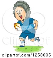 Clipart Of A Competitive White Man Running With A Rugby Ball Royalty Free Vector Illustration